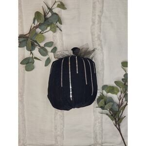 Sequin Plush Pumpkin in Black and Silver